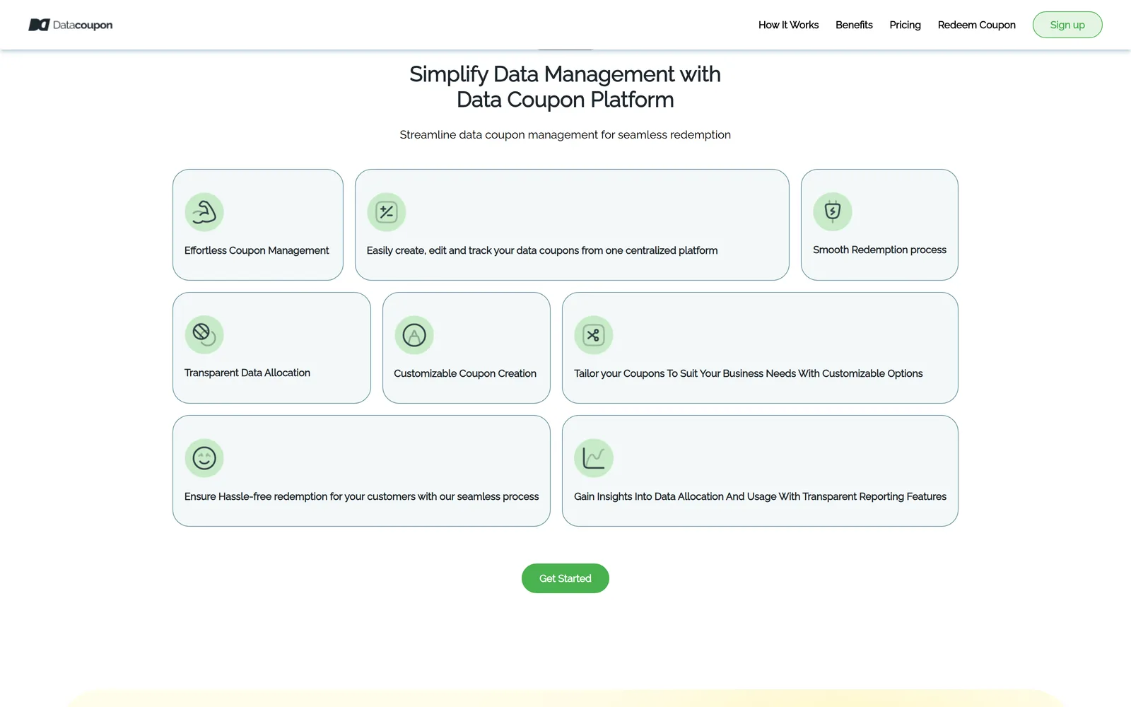 Data Coupon: the section 2 page
