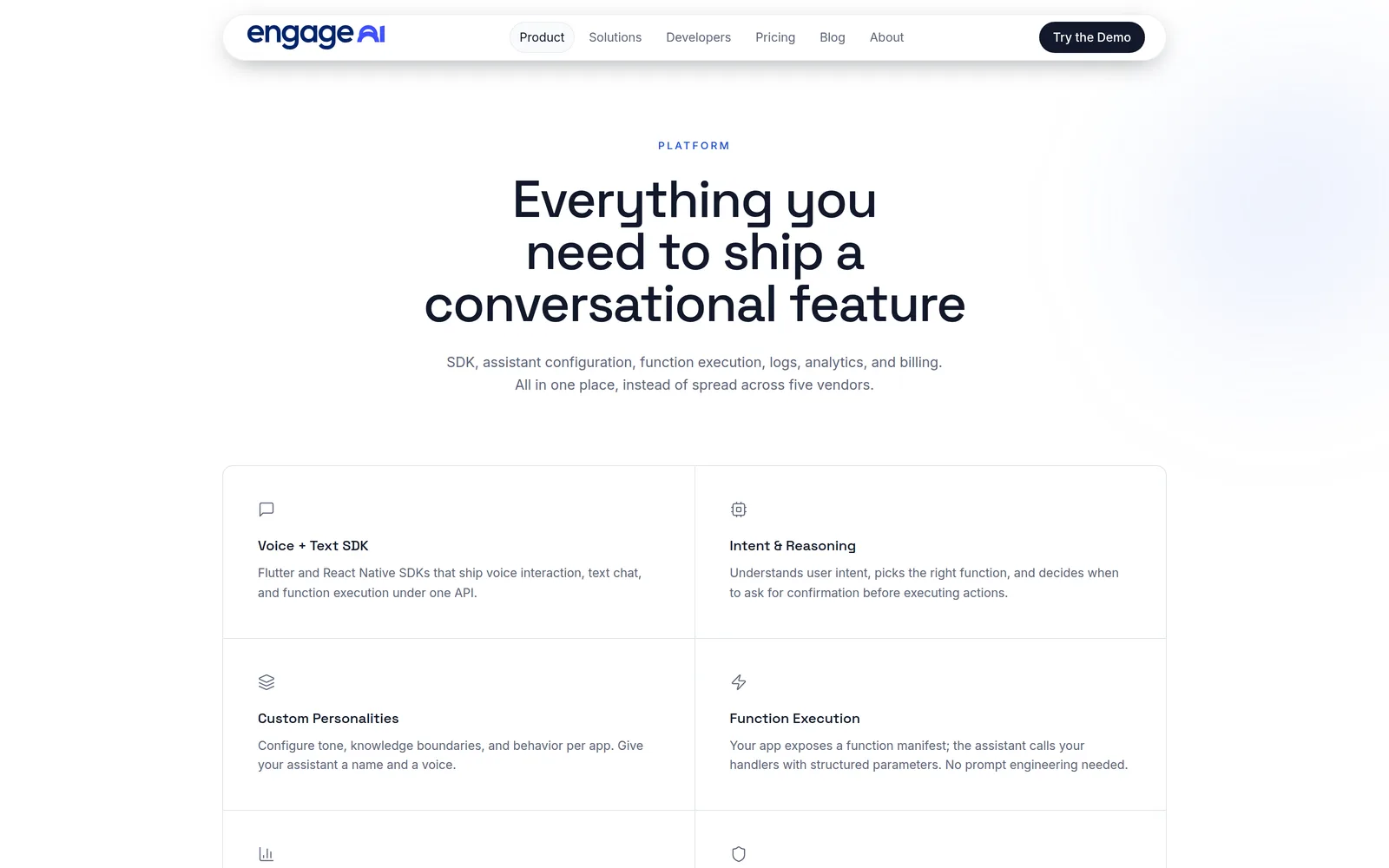 Engage AI: the product page
