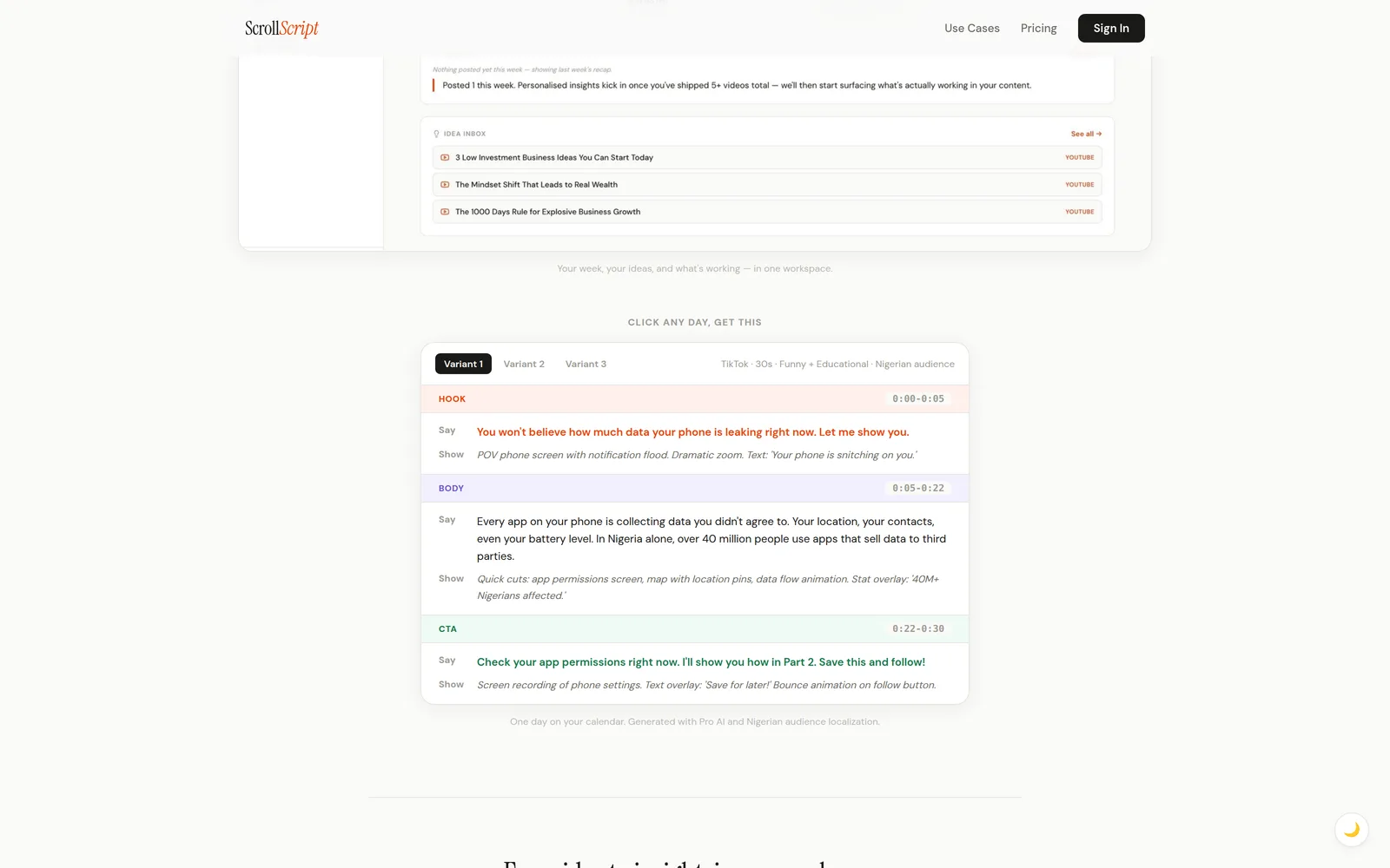 Scroll Script: the further down the site page