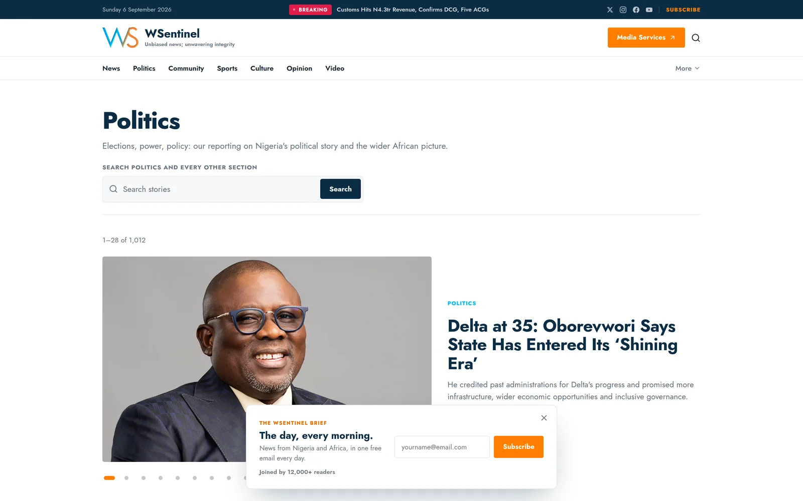 Warri Sentinel: the politics page